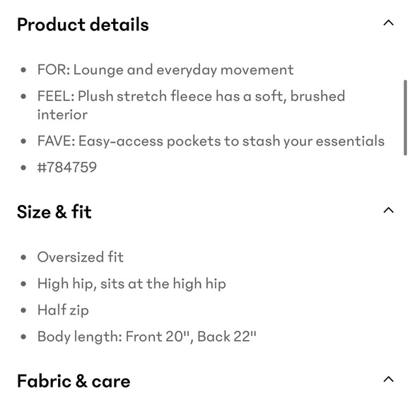 Athleta Forever Fleece 1/2 zip high hip sweatshirt - Picture 4 of 9